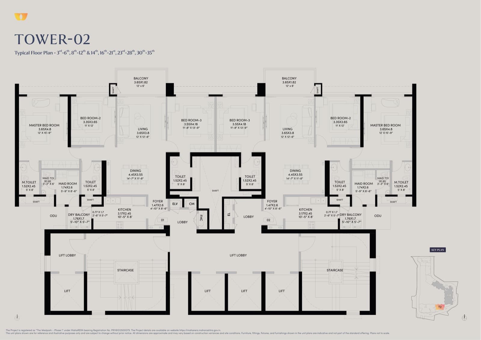 Tower-02 floor 3 plate plan, DLF Westpark