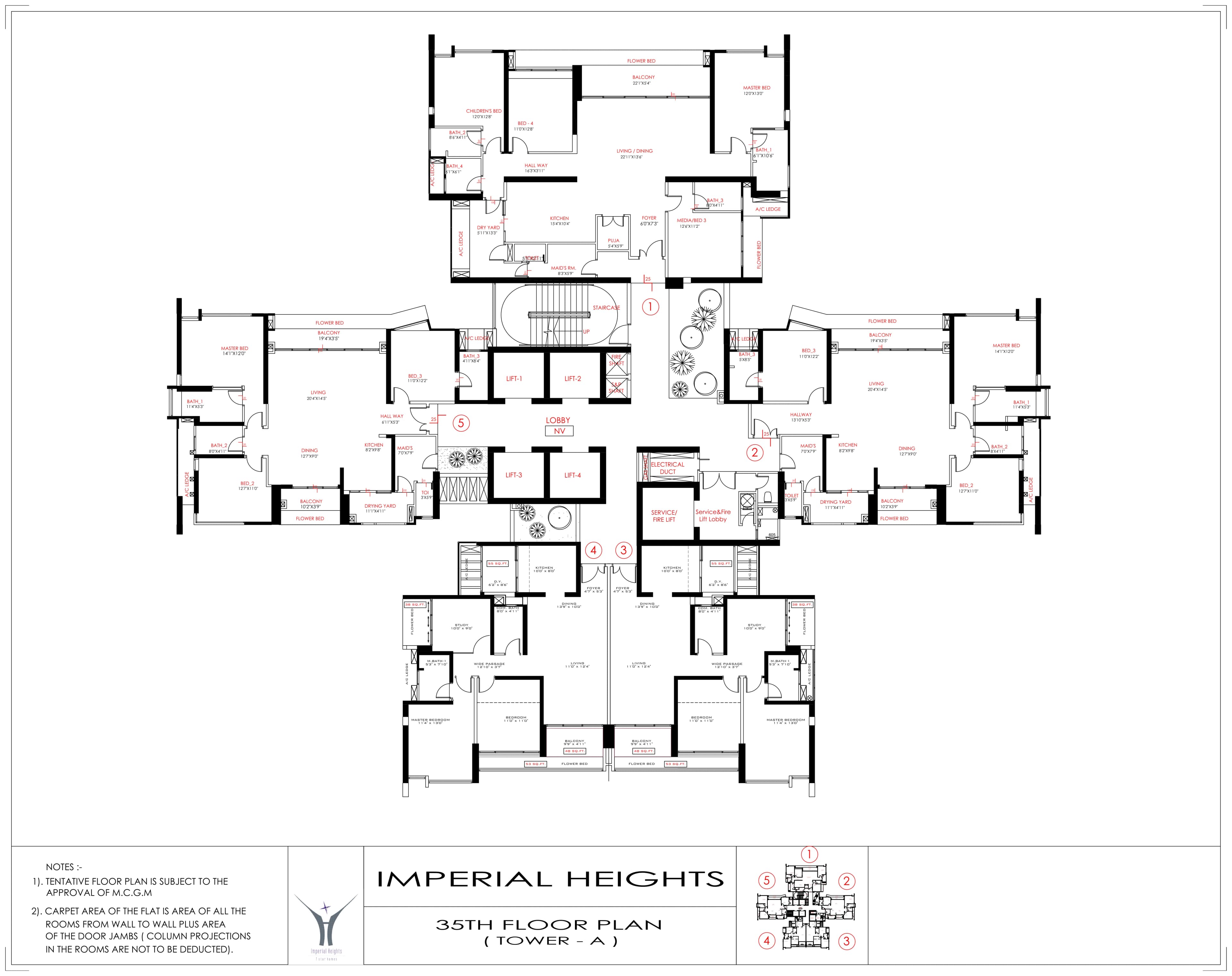 Typical floor plan, Tower A, Imperial Heights, Goregaon West
