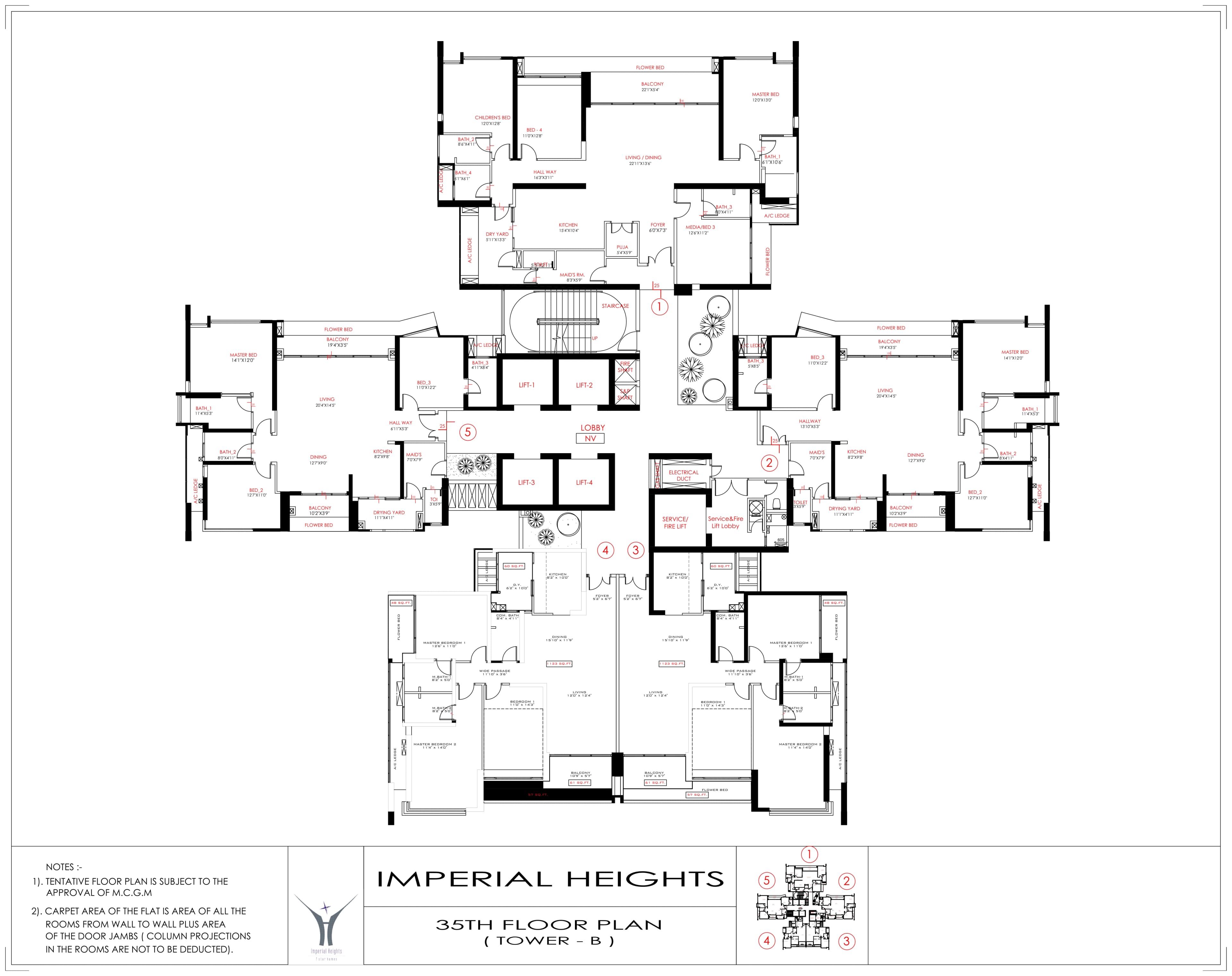 Typical floor plan, Tower B, Imperial Heights, Goregaon West