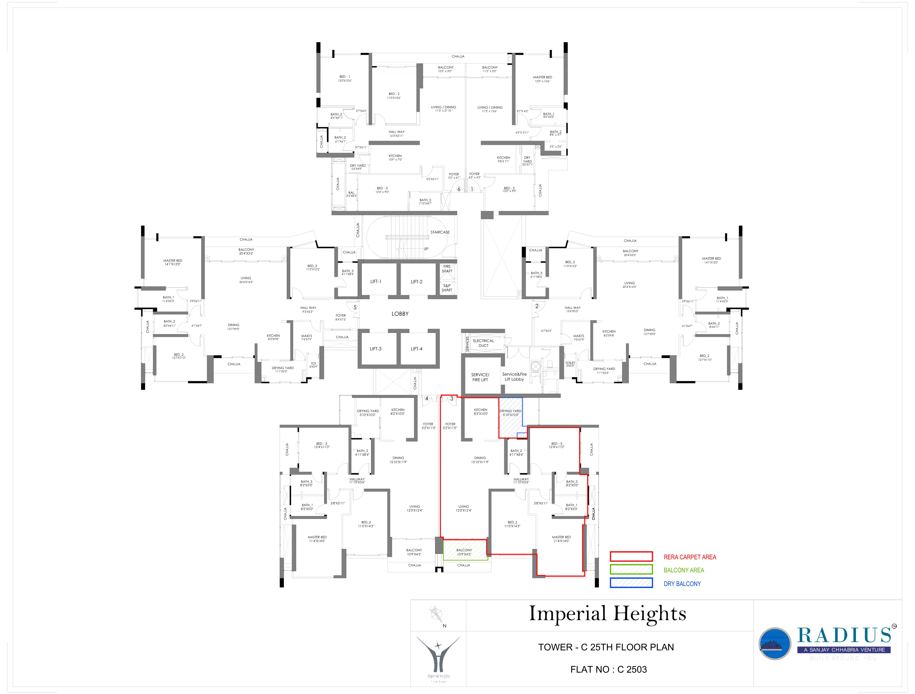 Typical floor plan, Tower C, Imperial Heights, Goregaon West