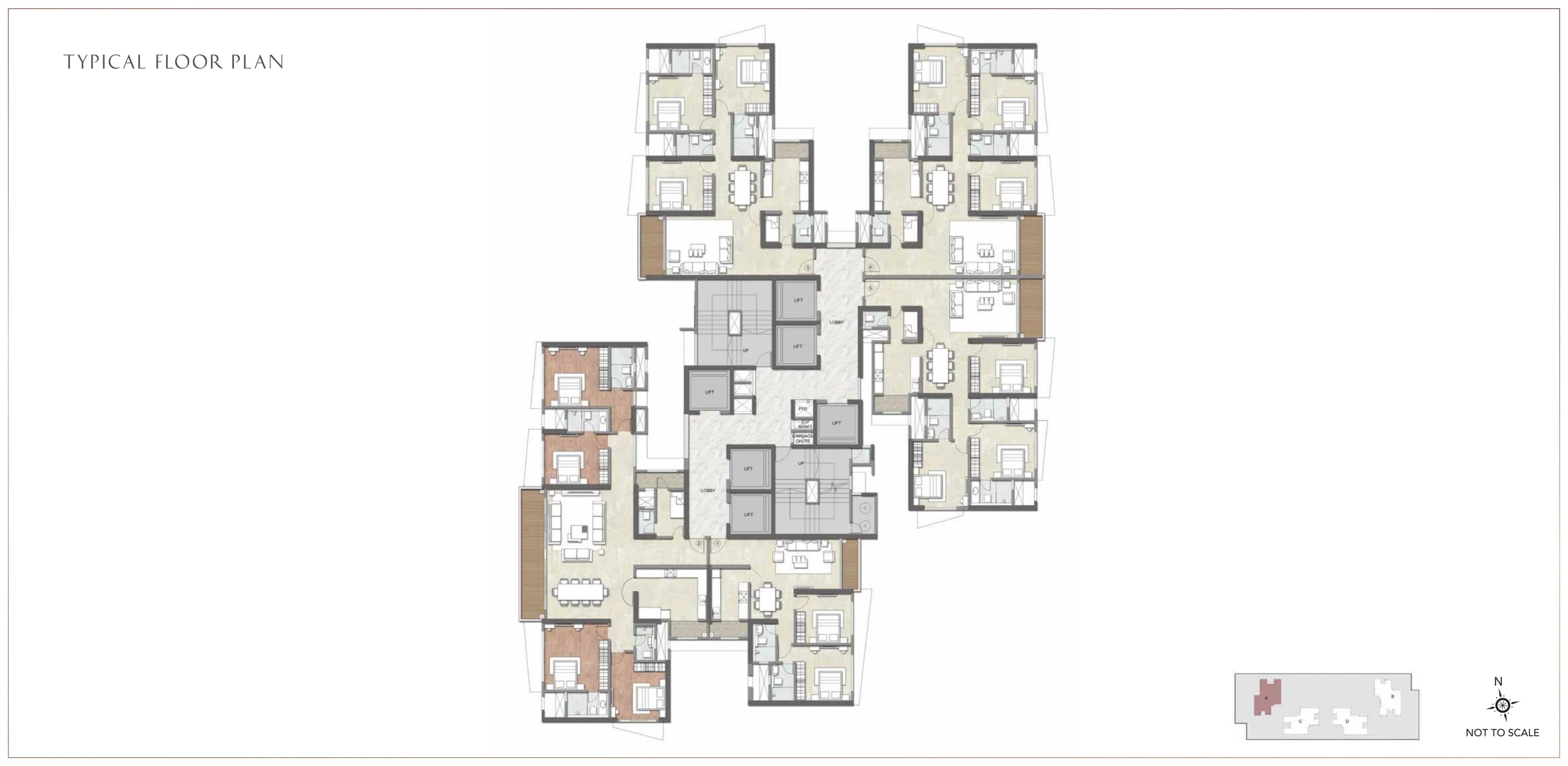 Typical floor plan, Kalpataru Radiance A, Kalpataru Radiance, Goregaon West