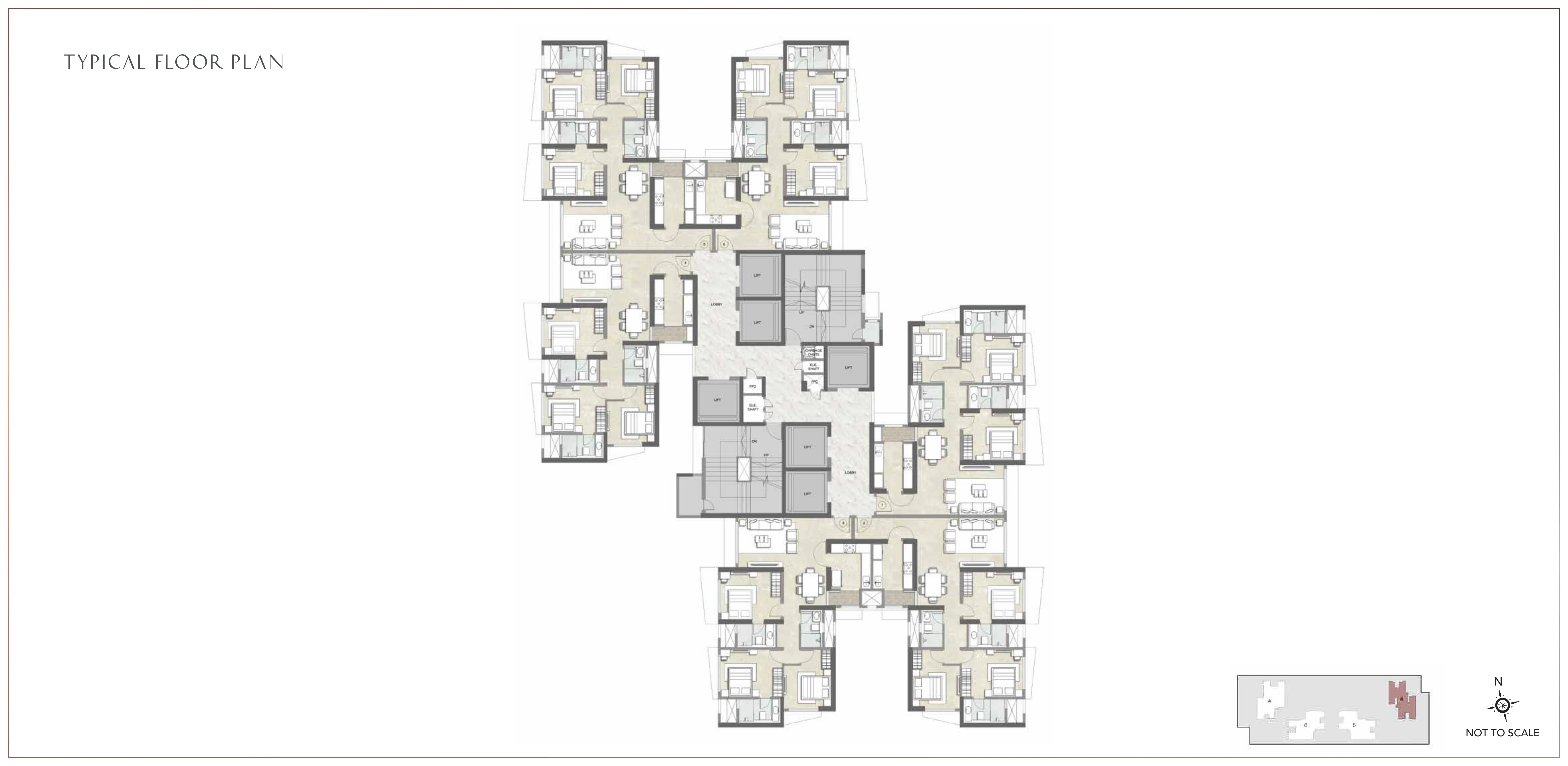 Typical floor plan, Kalpataru Radiance B, Kalpataru Radiance, Goregaon West