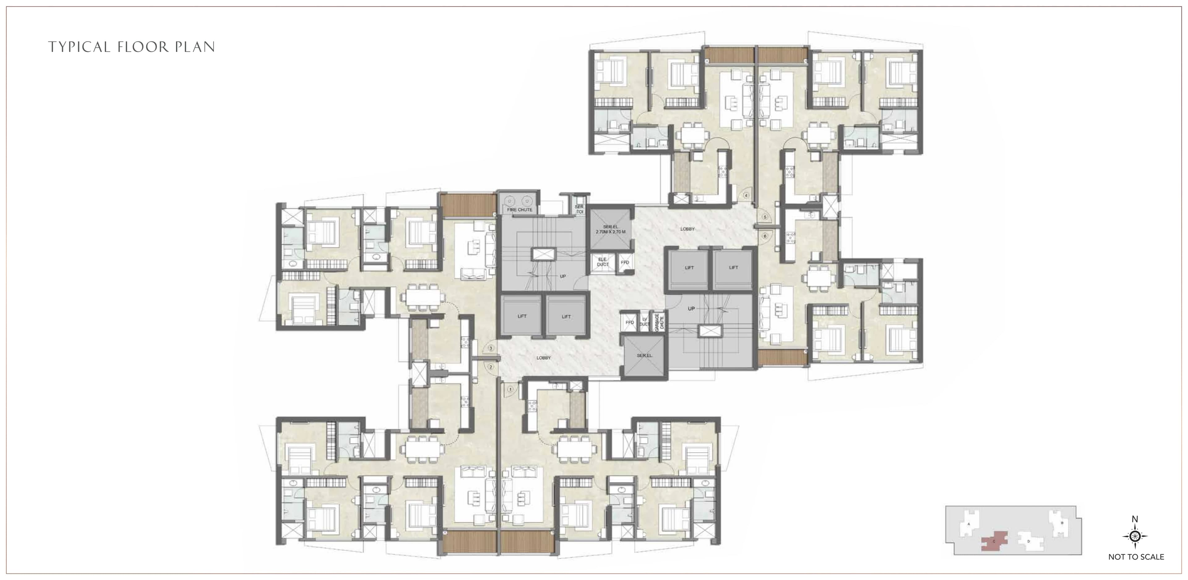 Typical floor plan, Kalpataru Radiance C, Kalpataru Radiance, Goregaon West