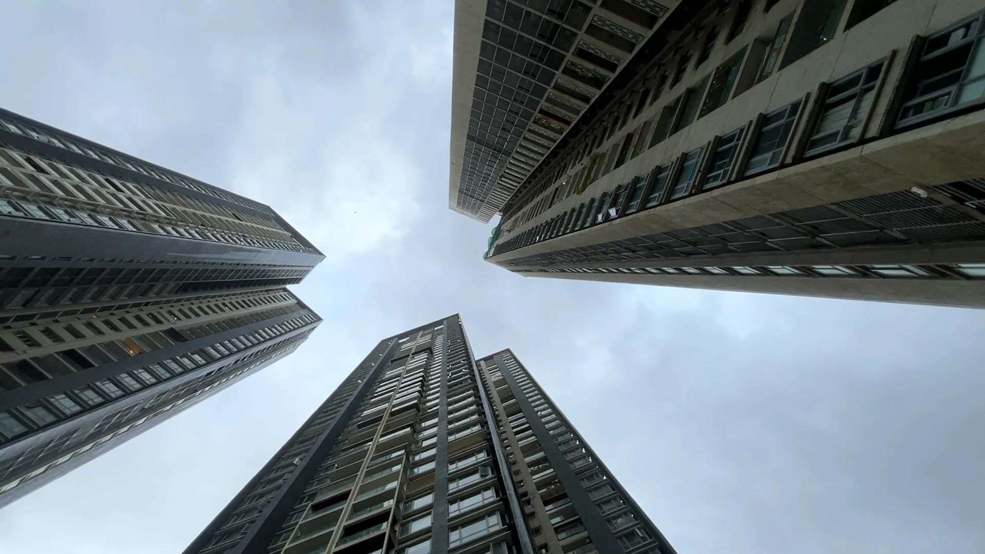 All four Imperial Heights towers rising from the podium, Goregaon West