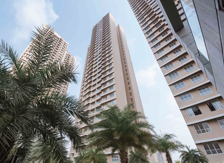 Kalpataru Radiance towers with landscaped palms, Goregaon West